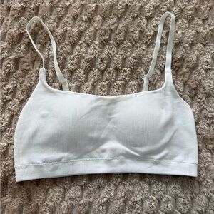Aerie - Ribbed Bandeau Bralette in White